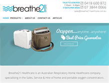 Tablet Screenshot of breathe21healthcare.com.au